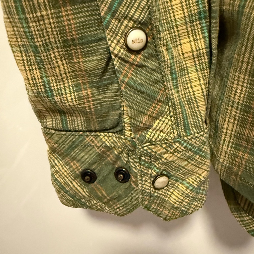 Stio Green and Yellow Flannel Plaid Button Down Shirt - Picture 8 of 11